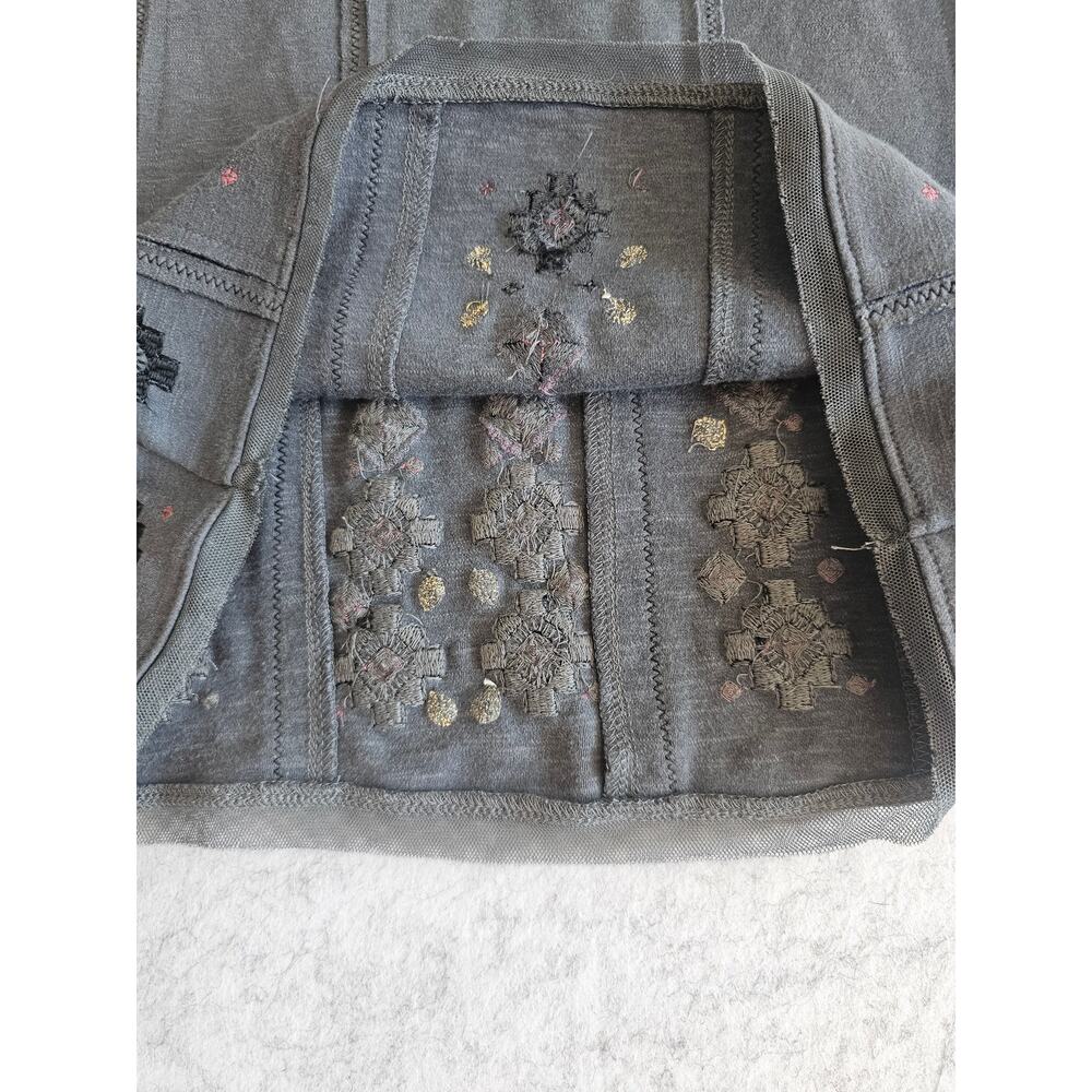 Free People Rich in Embroidery Mini Dress/ Gray, Sequins, Mesh Trim, New, Sz S - Picture 5 of 12